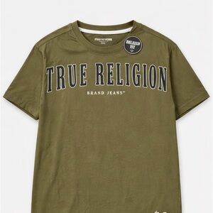 NWT True Religion Olive Logo Tee Youth M 10/12